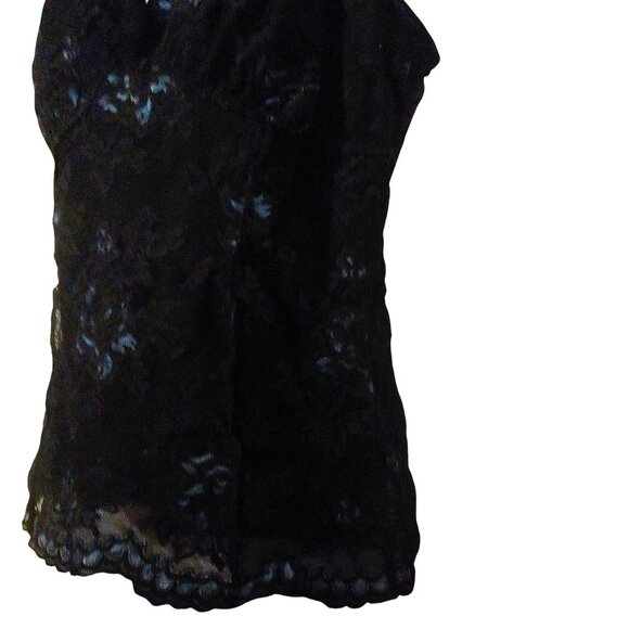 Kay Celine Black/Blue Lacy Grunge, Goth, Rocker Coquette Y2k Tank - Picture 7 of 9